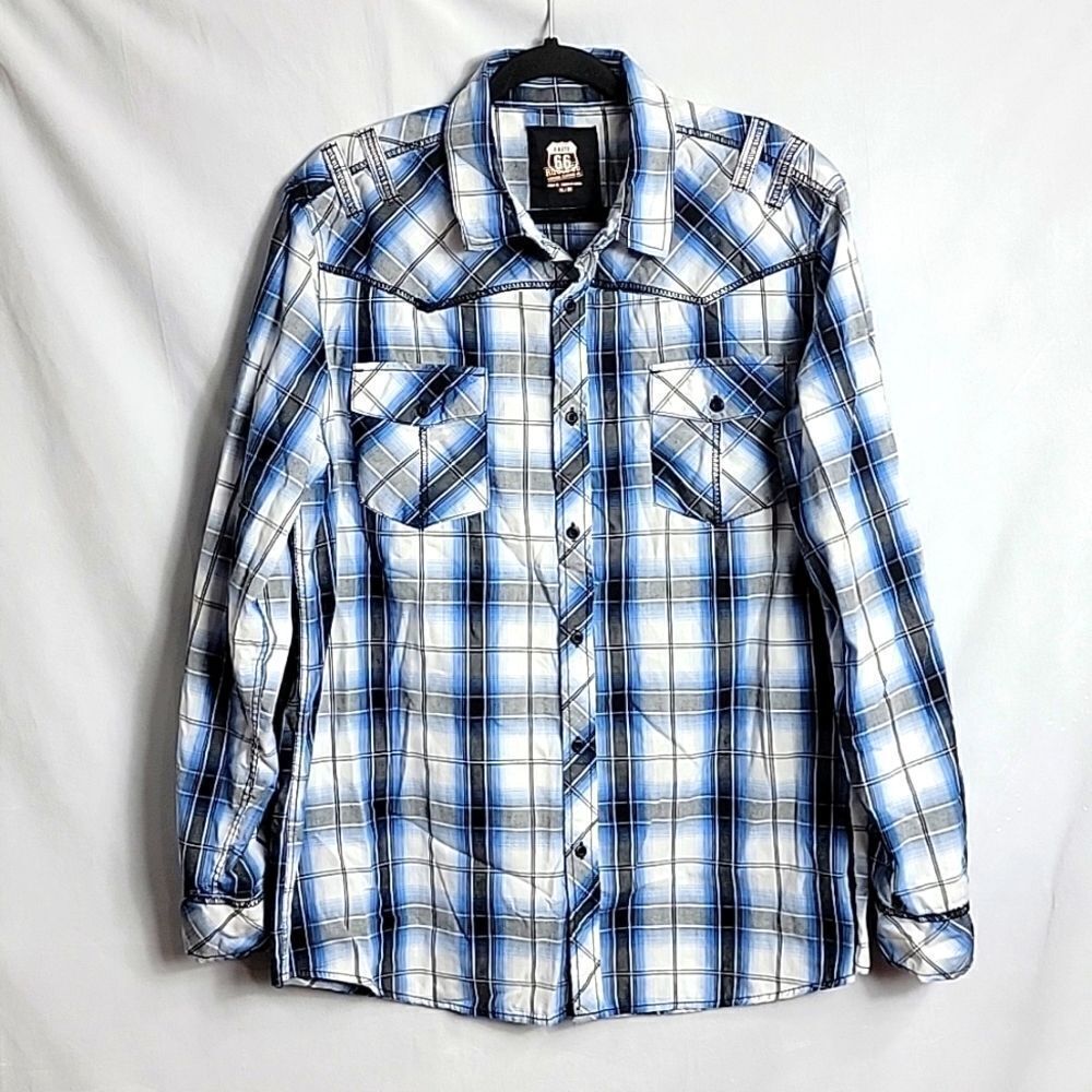 🖤5/$20🖤 ROUTE 66.. plaid button down shirt..